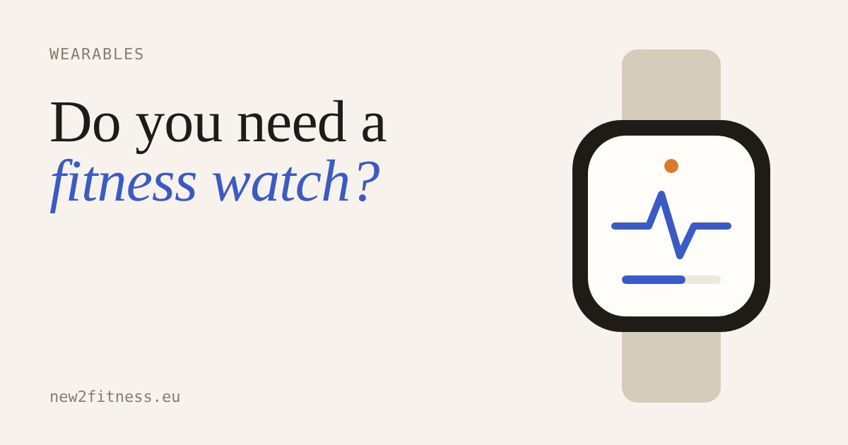 A smartwatch with a heartbeat line and progress bar on a paper-coloured background
